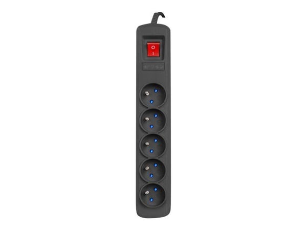 Armac R5 - Pistorasia - AC 230 V - 2300 Watt - tulo: tyyppi E - lähtöliittimet: 5 (5 x tyyppi E) - 5 m johto - musta - musta
