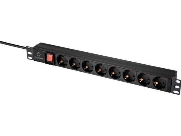 Renkforce RF-4604248 nettverksstikkontakt 1 HE med bryter svart 48,30 cm (19")