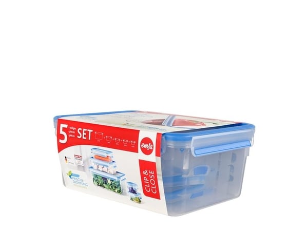 EMSA CLIP & CLOSE 508568, Sett, Rektangulær, 3,7 l, Blå, Gjennomsiktig, Polypropylen (PP), Termoplastisk elastomer (TPE), 0 - 100 °C