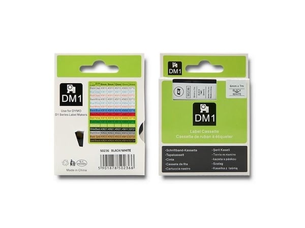 Qoltec Qoltec Tape for DYMO D1 43613 | 6mm x 7m | White/Black overprint