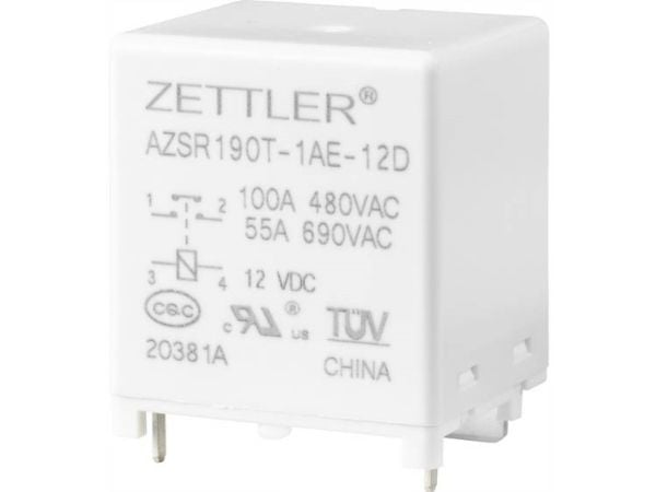 Zettler Electronics AZSR190T-1AE-12D Powerrelé 12 V/DC 100 A, 1x vekselkontakt, 1 stk.