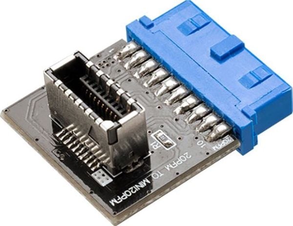 Akasa AK-CBUB51-BK, USB 3.0 19-pin header, USB 3.1 A, Blå