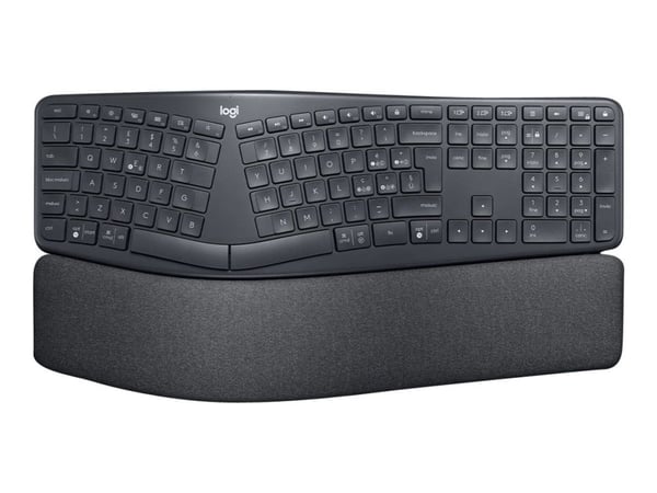 Logitech ERGO K860 - Tastatur - trådløs - 2.4 GHz, Bluetooth 5.0 - QWERTY - Storbritannia - grafitt