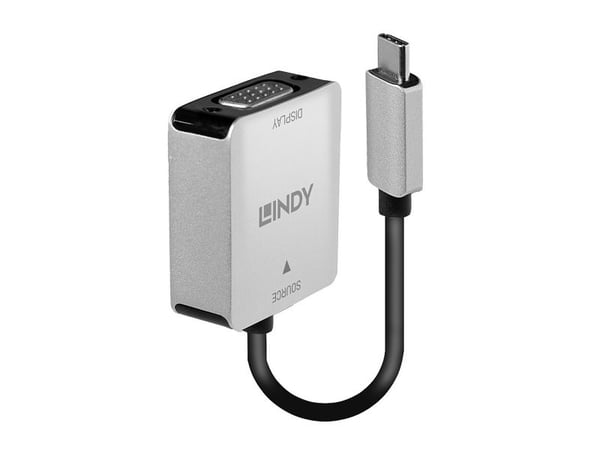 Lindy 43295, 0,12 m, USB Type-C, VGA (D-Sub), hane, hona, rak