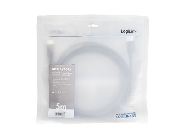 LogiLink CV0139, 5 m, DisplayPort, DisplayPort, Hankjønn, Hankjønn, 3840 x 2160 piksler