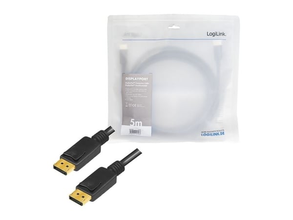 LogiLink CV0139, 5 m, DisplayPort, DisplayPort, Hankjønn, Hankjønn, 3840 x 2160 piksler