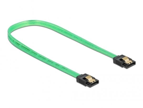 Delock SATA 6 Gb/s Cable UV glow effect - SATA-kabel - Serial ATA 150/300/600 - SATA til SATA - 70 cm - grønn