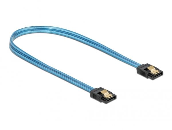 Delock SATA 6 Gb/s Cable UV glow effect - SATA-kabel - Serial ATA 150/300/600 - SATA til SATA - 70 cm - blå