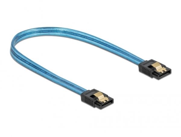 Delock SATA 6 Gb/s Cable UV glow effect - SATA-kabel - Serial ATA 150/300/600 - SATA til SATA - 20 cm - blå