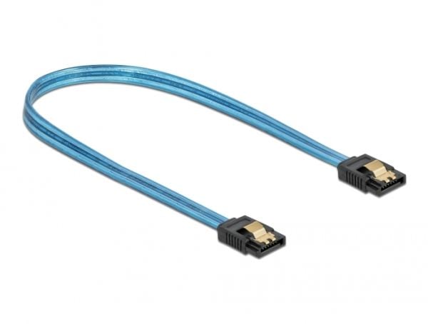Delock SATA 6 Gb/s Cable UV glow effect - SATA-kabel - Serial ATA 150/300/600 - SATA til SATA - 50 cm - blå