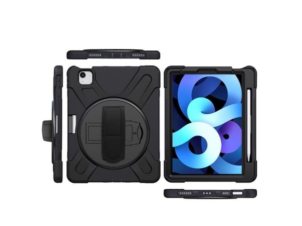 eSTUFF Defender Case - Baksidedeksel for nettbrett - silikon, polykarbonat - svart - 11" - for Apple 10.9-inch iPad Air (4. generasjon, 5. generasj...