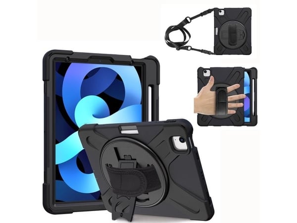 eSTUFF Defender Case - Baksidedeksel for nettbrett - silikon, polykarbonat - svart - 11" - for Apple 10.9-inch iPad Air (4. generasjon, 5. generasj...