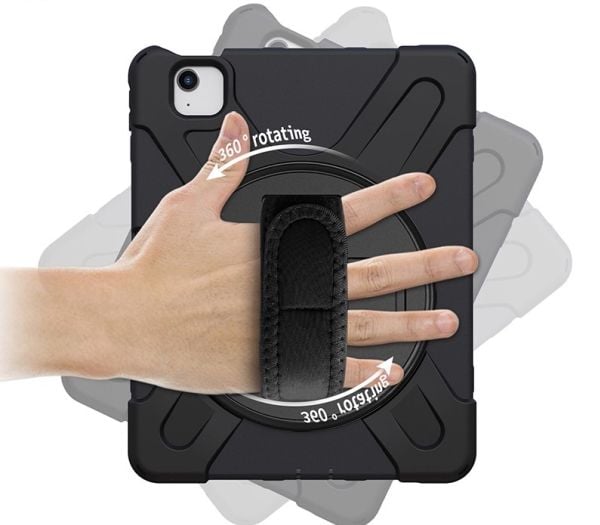eSTUFF Defender Case - Baksidedeksel for nettbrett - silikon, polykarbonat - svart - 11" - for Apple 10.9-inch iPad Air (4. generasjon, 5. generasj...