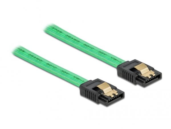 Delock SATA 6 Gb/s Cable UV glow effect - SATA-kabel - Serial ATA 150/300/600 - SATA til SATA - 20 cm - grønn