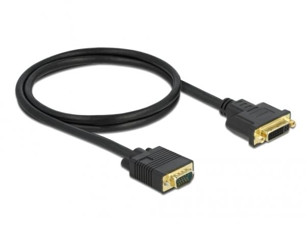 Delock - Adapterkabel - enkeltlenke - DVI-I (hunn) til HD-15 (VGA) (hann) - 1 m - tommelskruer - svart