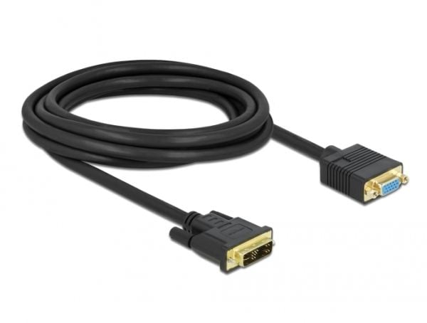 DeLOCK - Videokabel - Single Link - DVI-A (M) til HD-15 (VGA) (W) - 3,0 m - Tommelskruer - Svart (86754)