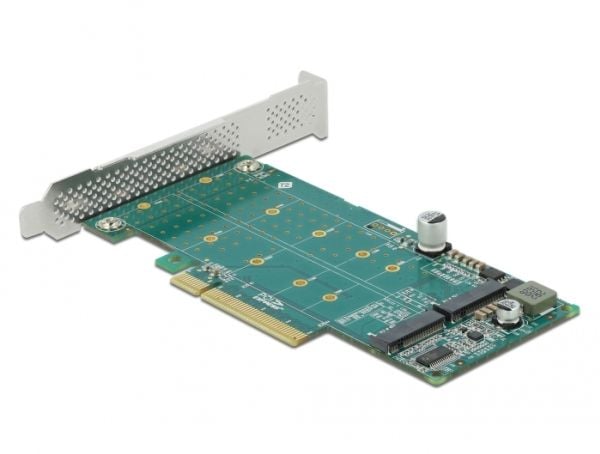 Delock PCI Express x8-kort til 2 x intern NVMe M.2-nøkkel M - Bifurkasjon - Lagringskontroll - M.2 - M.2 NVMe-kort lavprofil - PCIe 4.0 x8