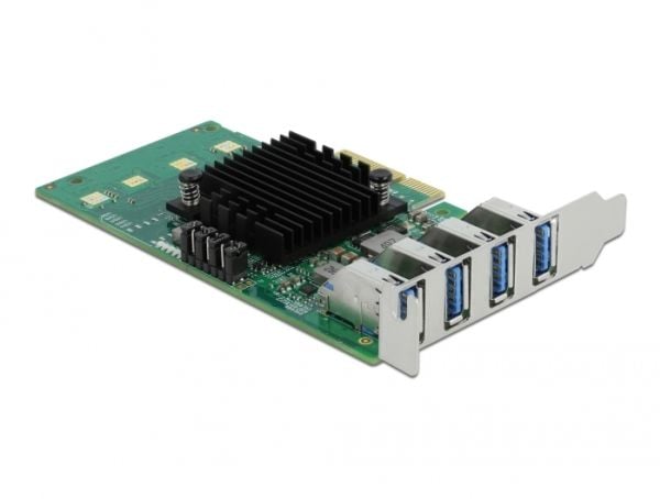 Delock PCI Express x4 Card to 4 x external USB 3.0 Quad Channel - USB-adapter - PCIe 2.0 x4 lav profil - USB 3.0 x 4