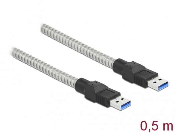 Delock - USB-kabel - USB-type A (hann) til USB-type A (hann) - USB 3.2 Gen 1 - 50 cm - sølv