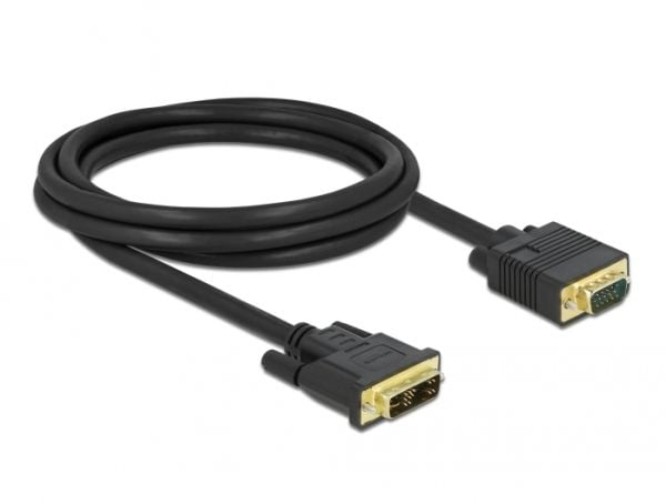 Delock - Adapterkabel - enkeltlink - DVI-A (han) til HD-15 (VGA) (han) - 2 m - tommelskruer - sort