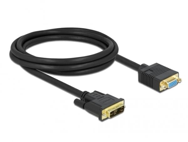 Delock - Adapterkabel - enkeltlenke - DVI-A (hann) til HD-15 (VGA) (hunn) - 2 m - tommelskruer - svart