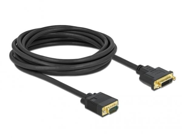 Delock - Adapterkabel - enkeltlenke - DVI-I (hunn) til HD-15 (VGA) (hann) - 5 m - tommelskruer - svart