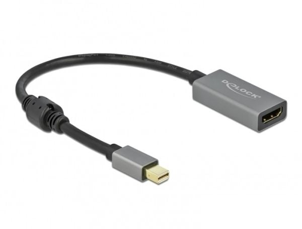 Delock - Adapterkabel - DisplayPort hann til HDMI hunn - 20 cm - grå, svart - aktiv