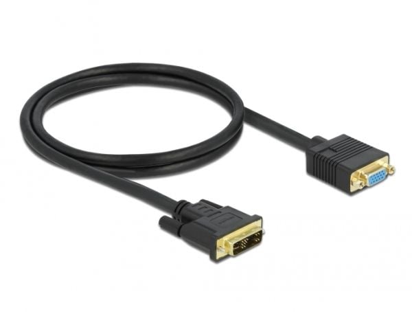 Delock - Adapterkabel - enkeltlenke - DVI-A (hann) til HD-15 (VGA) (hunn) - 1 m - tommelskruer - svart