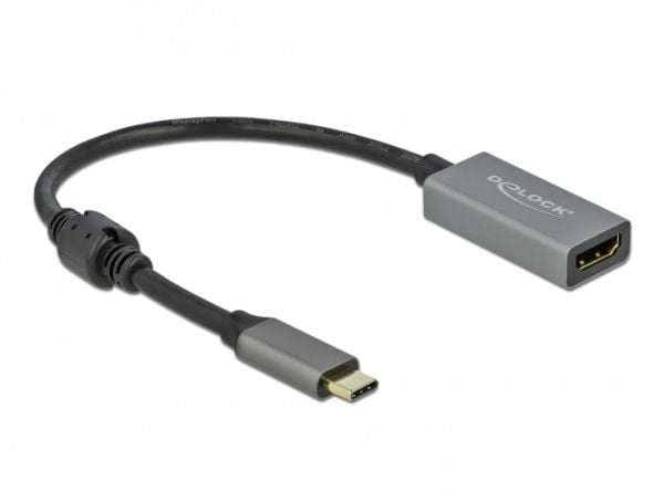 Delock - Video adapter - USB-C hann til HDMI hunn - 20 cm - grå, svart - aktiv