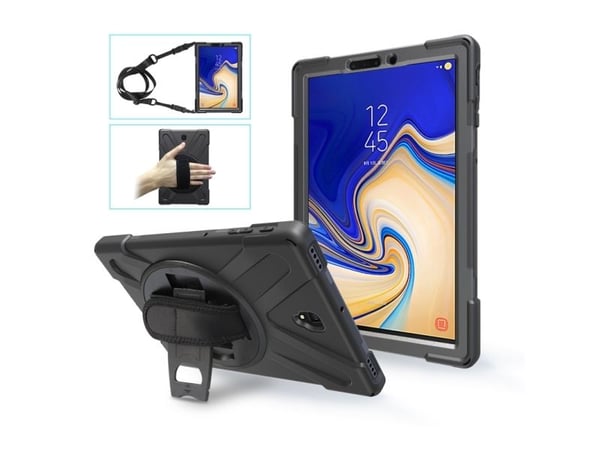 eSTUFF Defender Case - Bagsidecover til nettbrett - grov - silikon, polykarbonat - sort - 10,5" - for Samsung Galaxy Tab A (2018) (10,5 tommer)