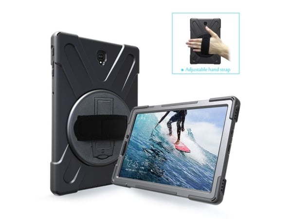 eSTUFF Defender Case - Bagsidecover til nettbrett - grov - silikon, polykarbonat - sort - 10,5" - for Samsung Galaxy Tab A (2018) (10,5 tommer)