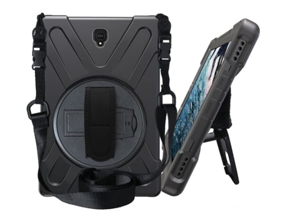 eSTUFF Defender Case - Bagsidecover til nettbrett - grov - silikon, polykarbonat - sort - 10,5" - for Samsung Galaxy Tab A (2018) (10,5 tommer)