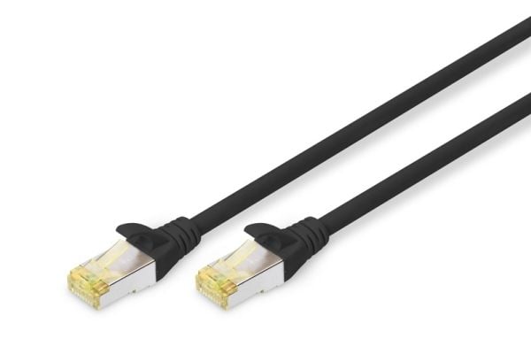 DIGITUS - Koblingskabel - RJ-45 (hann) til RJ-45 (hann) - 1 m - SFTP - CAT 6a - halogenfri, formstøpt, uten hindringer - svart (en pakke 10)