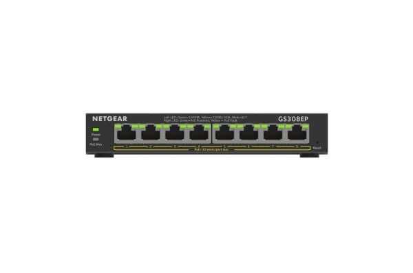 NETGEAR Plus GS308EP - Switch - smart - 8 x 10/100/1000 (PoE+) - stasjonær, veggmonterbar - PoE+ (62 W)