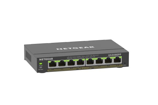 NETGEAR Plus GS308EPP - Switch - smart - 8 x 10/100/1000 (PoE+) - stasjonær, veggmonterbar - PoE+ (123 W)