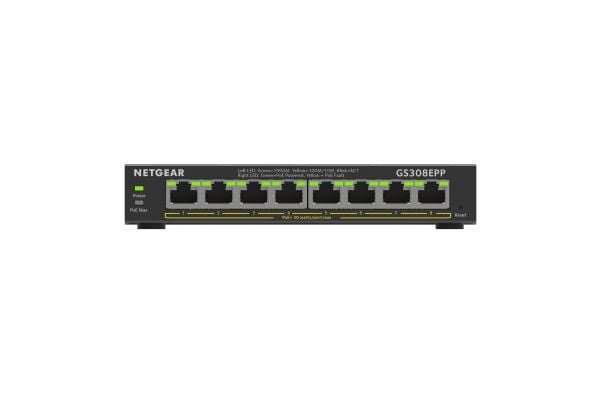 NETGEAR Plus GS308EPP - Switch - smart - 8 x 10/100/1000 (PoE+) - stasjonær, veggmonterbar - PoE+ (123 W)