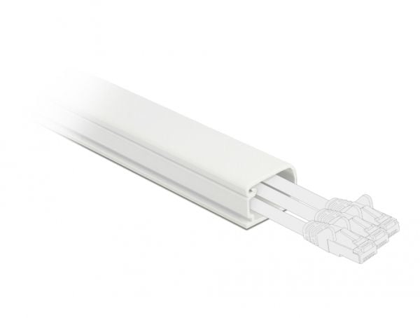 Delock - Kabelränna med lock - 1 m - vit