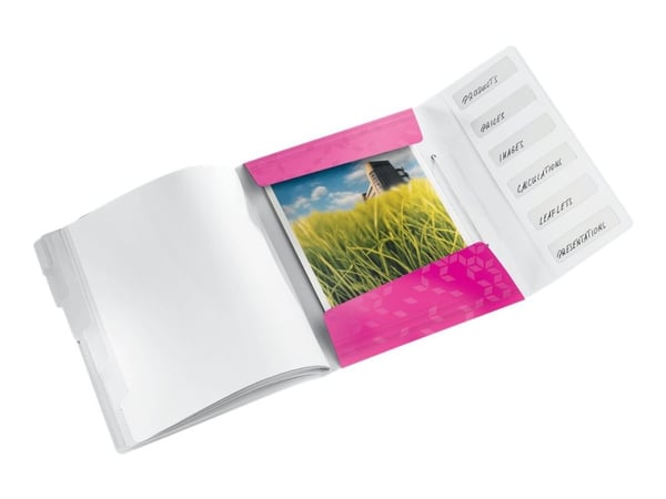 Leitz WOW - Klassifikasjonsmappe - 6 rom - 6 deler - for A4 (210 x 297 mm) - kapasitet: 200 ark - med fliker - metallisk rosa