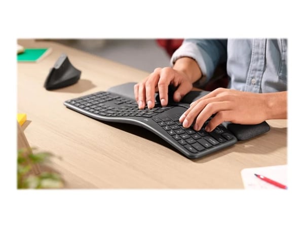 Logitech ERGO K860 - Tastatur - trådløs - 2.4 GHz, Bluetooth 5.0 - QWERTY - US International - grafitt