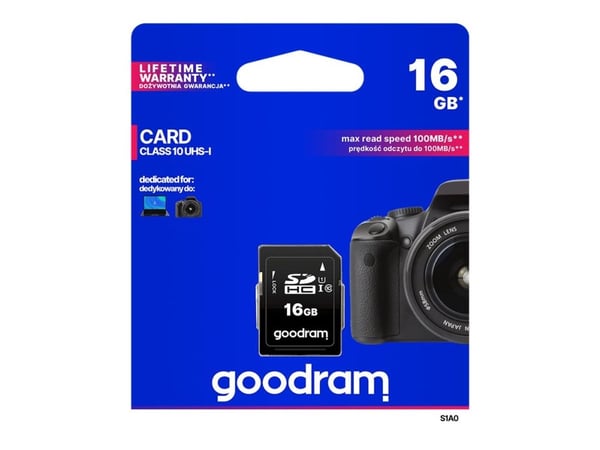 GOODRAM S1A0 - Flashminnekort - 16 GB - Video Class V10 / UHS-I U1 / Class10 - SDHC UHS-I