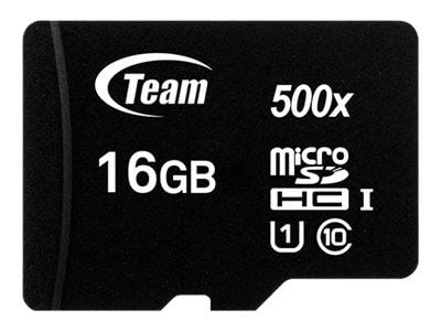 Team - Flashminnekort (SD-adapter inkludert) - 16 GB - UHS-I / Class10 - 500x - microSDHC UHS-I - svart