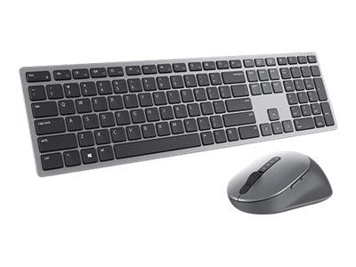 Dell Pro Plus Keyboard and Mouse KM7321W - Tastatur- og mussett - trådløs - 2.4 GHz, Bluetooth 5.0 - QWERTY - US International - titangrå - med 3 y...