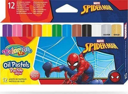 Trekantede oljepasteller 12 farger + spisser Colorino Kids Spiderman