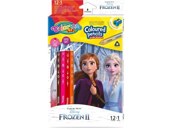 Patio Triangular pencils 12 pieces 13 colors + sharpener Colorino Kids Frozen Frozen