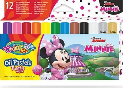 Trekantede oljepasteller 12 farger + spisser Colorino Kids Minnie