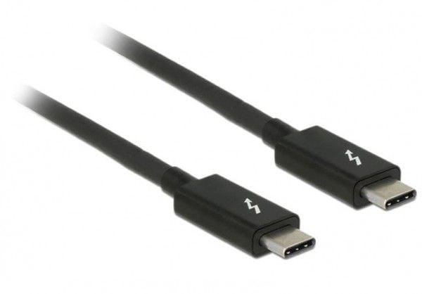 Delock - Thunderbolt-kabel - USB-C (hann) til USB-C (hann) - USB 3.1 Gen 2 / Thunderbolt 3 / DisplayPort 1.2a - 20 V - 5 A - 1 m - 4K-støtte - svart