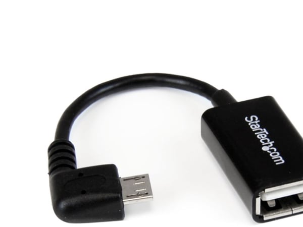 StarTech 5in Right Angle Micro USB to USB OTG Host Adapter M/F - Angled Micro USB Male to USB A Female On-The-Go Host Cable Adapter (UUSBOTGRA) - U...