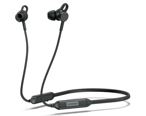 Lenovo - Ørepropper med mikrofon - i øret - nakkebånd - Bluetooth - trådløs - svart