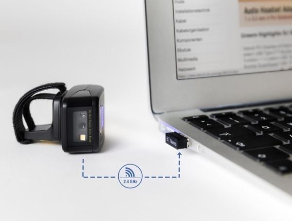 DeLOCK Ring Barcode Scanner 1D and 2D with 2.4 GHz or Bluetooth, Päälle puettava viivakoodinlukija, 1D/2D, CMOS, Codabar, Code 128, Code 39, EAN-13...
