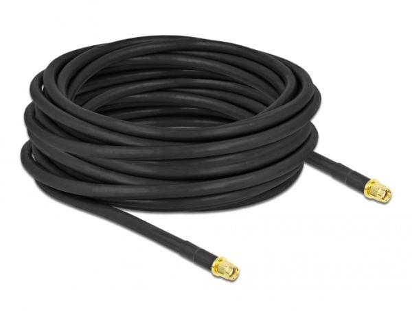 Delock - Antennekabel - RP-SMA plugg til RP-SMA plugg - 10 m - koaksial - svart